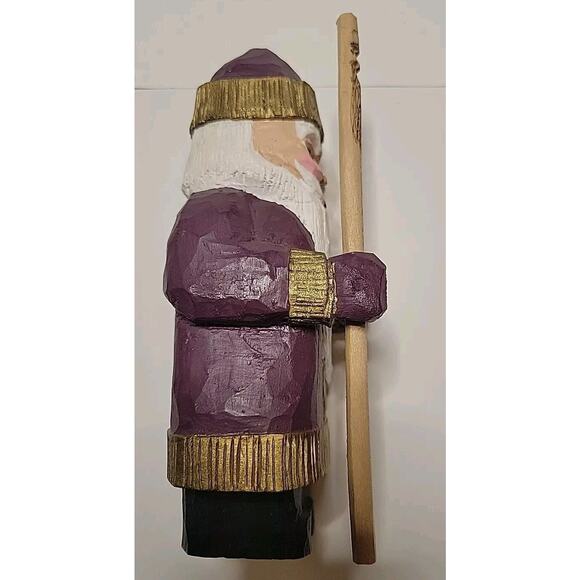 Folk Art Hand Carved SANTA Wood Hand Painted CHRISTMAS...